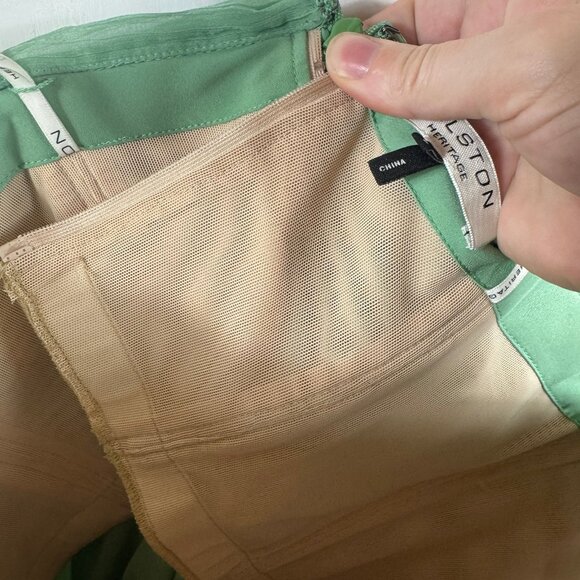 Halston Heritage Strapless Pleated Chiffon Dress Green Meadow | Size 8 | Sequin - Picture 10 of 11